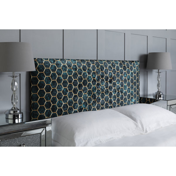 Etta Avenue Upholstered Headboard, Beehive Marble Velvet Designer